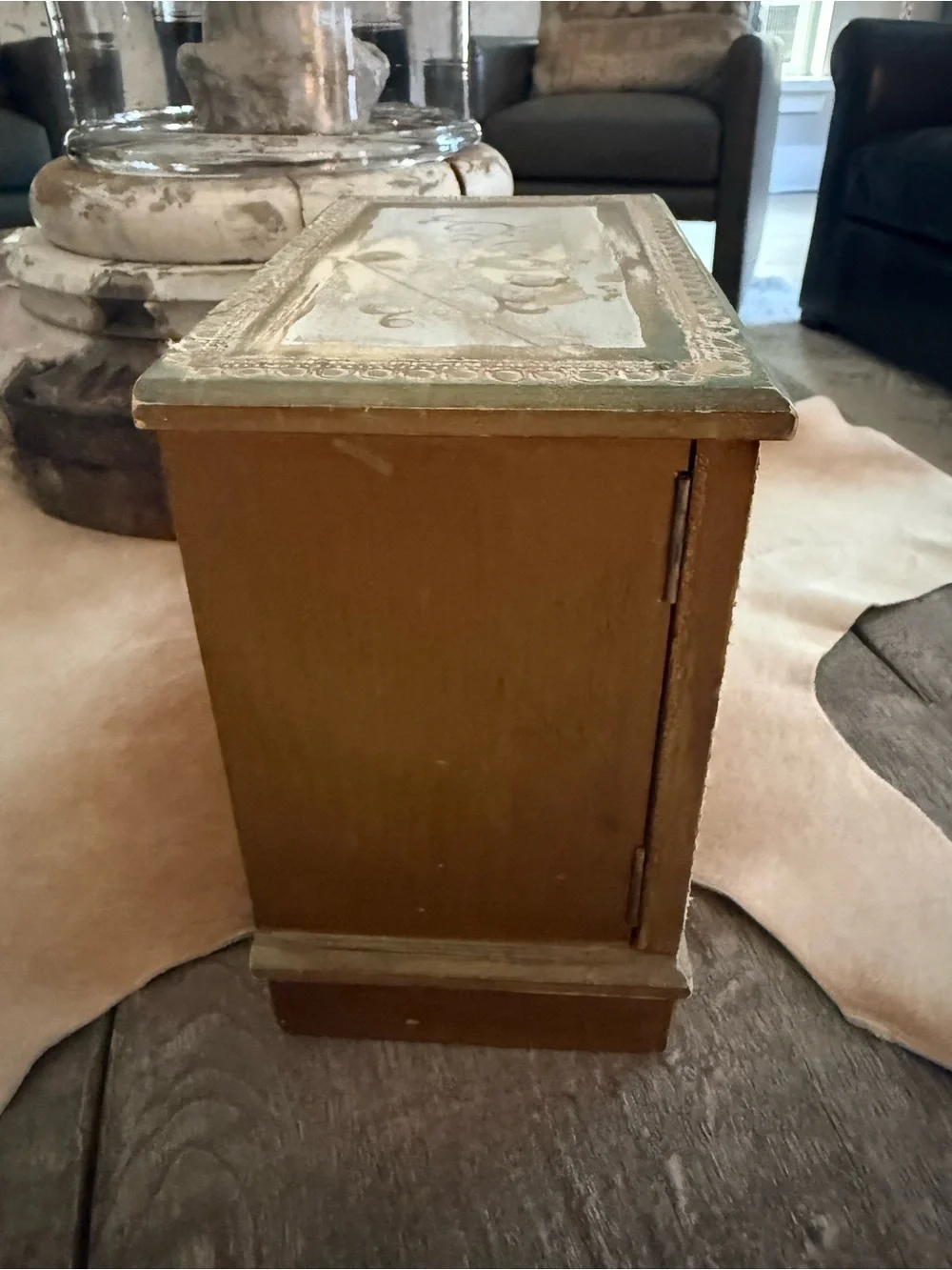 Vintage Gold Decorative Jewelry Box Chest with  Renaissance Style Art Panels